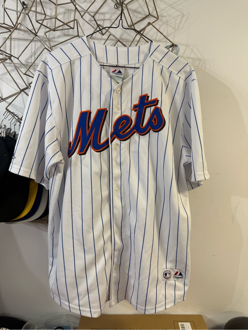 Majestic New York Mets White Pinstripe Baseball Jersey